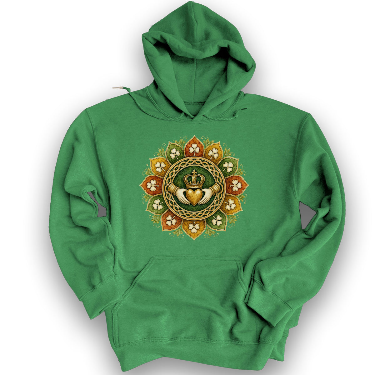 Claddagh Fall Mandala Hoodie - Irish Green