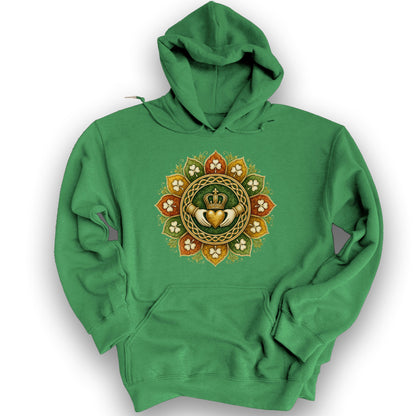 Claddagh Fall Mandala Hoodie - Irish Green