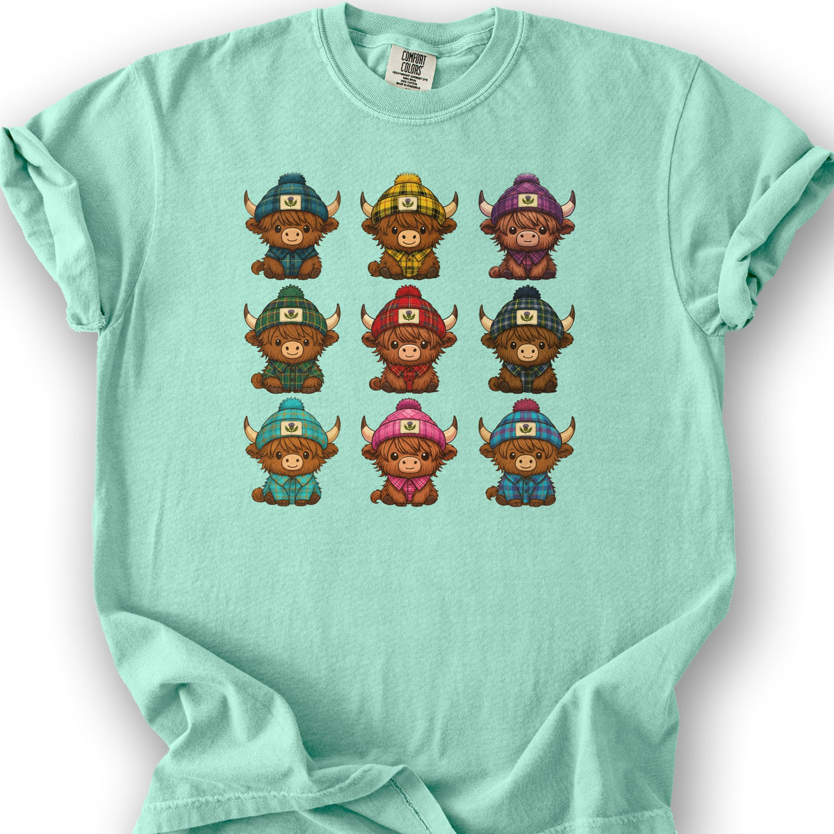 Tartan Highland Cows T-Shirt - Island Reef