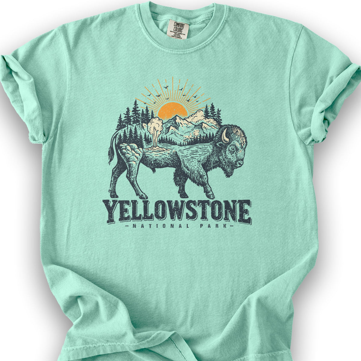 Yellowstone Buffalo Art T-Shirt - Island Reef