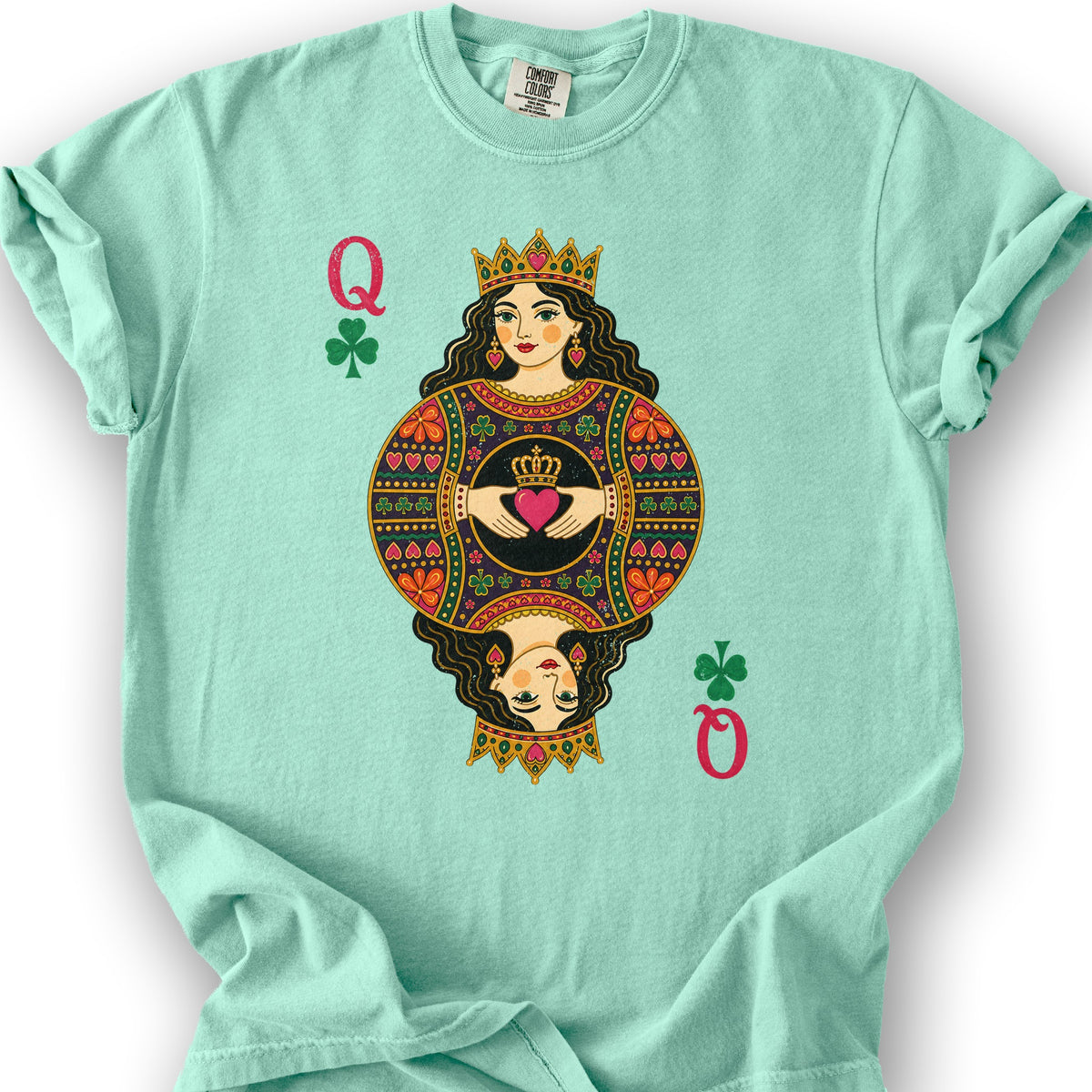 Shamrock Queen Playing Card T-Shirt - Island Reef