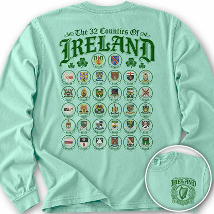Ireland County Crests Front/Back Print Long Sleeve Shirt - Island Reef