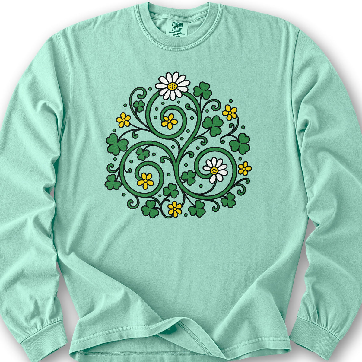 Celtic Shamrock Triskele Long Sleeve Shirt - Island Reef