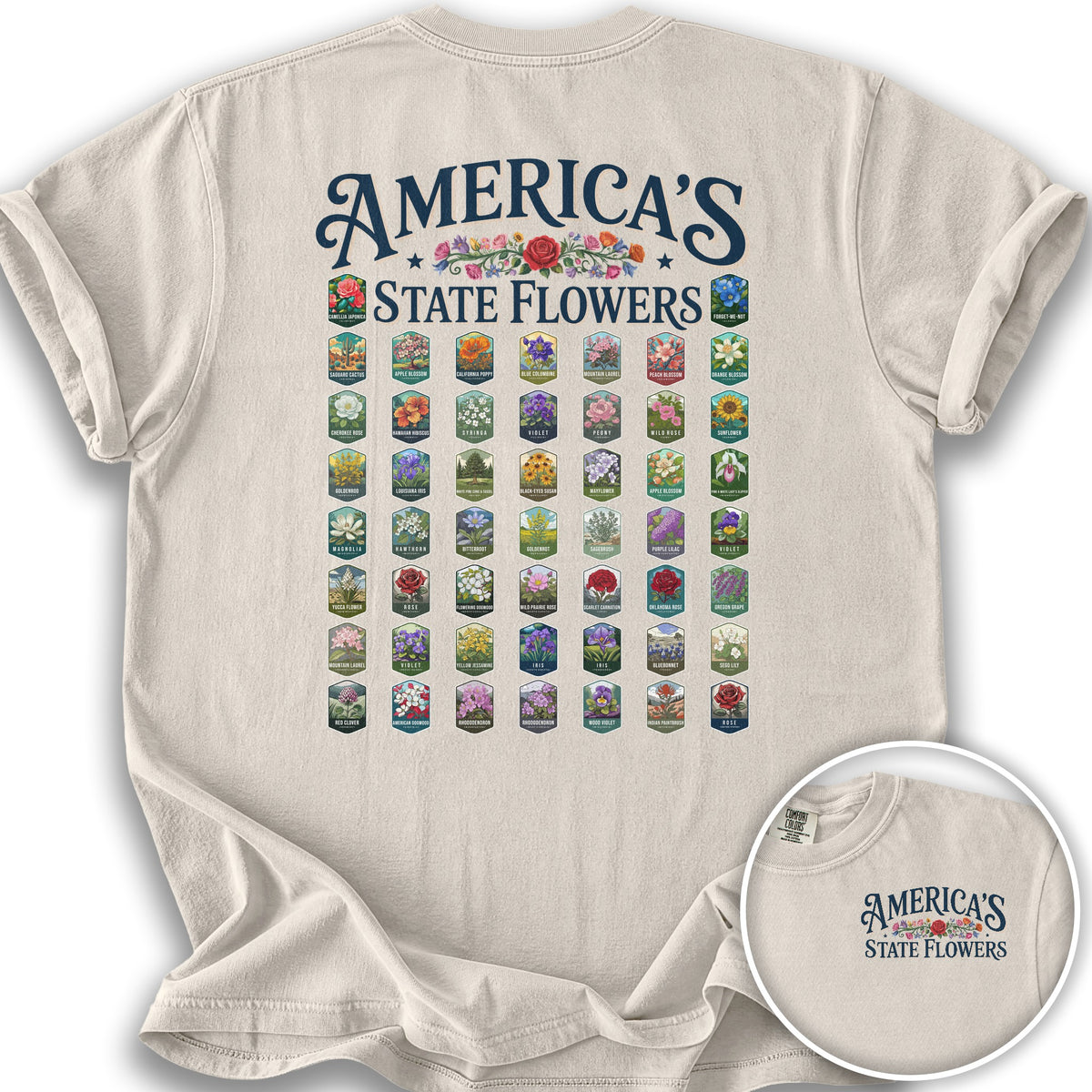 America's State Flowers T-Shirt - Ivory