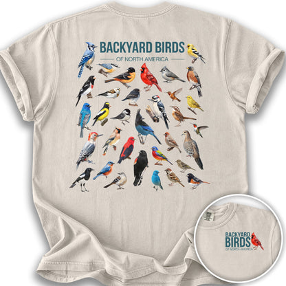 Backyard Birds Front/Back Print T-Shirt - Ivory