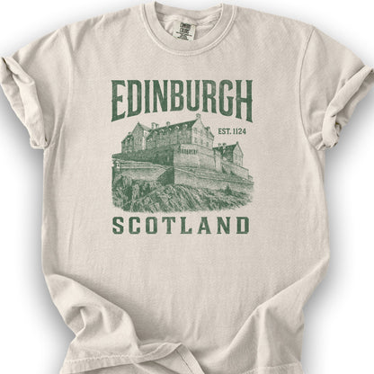 Edinburgh Scotland "Vintage Etching" T-Shirt - Ivory