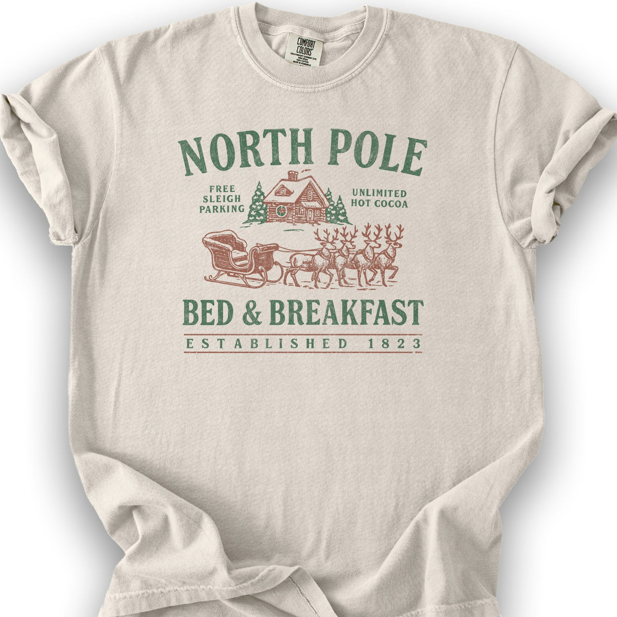 North Pole Bed and Breakfast Vintage Print T-Shirt - Ivory