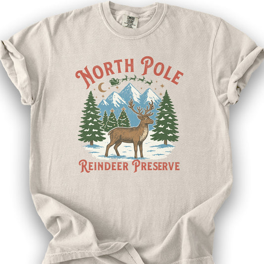 North Pole Reindeer Preserve T-Shirt - Ivory
