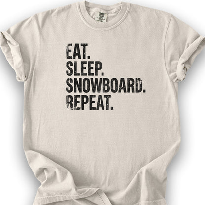 Eat Sleep Snowboard T-shirt - Ivory