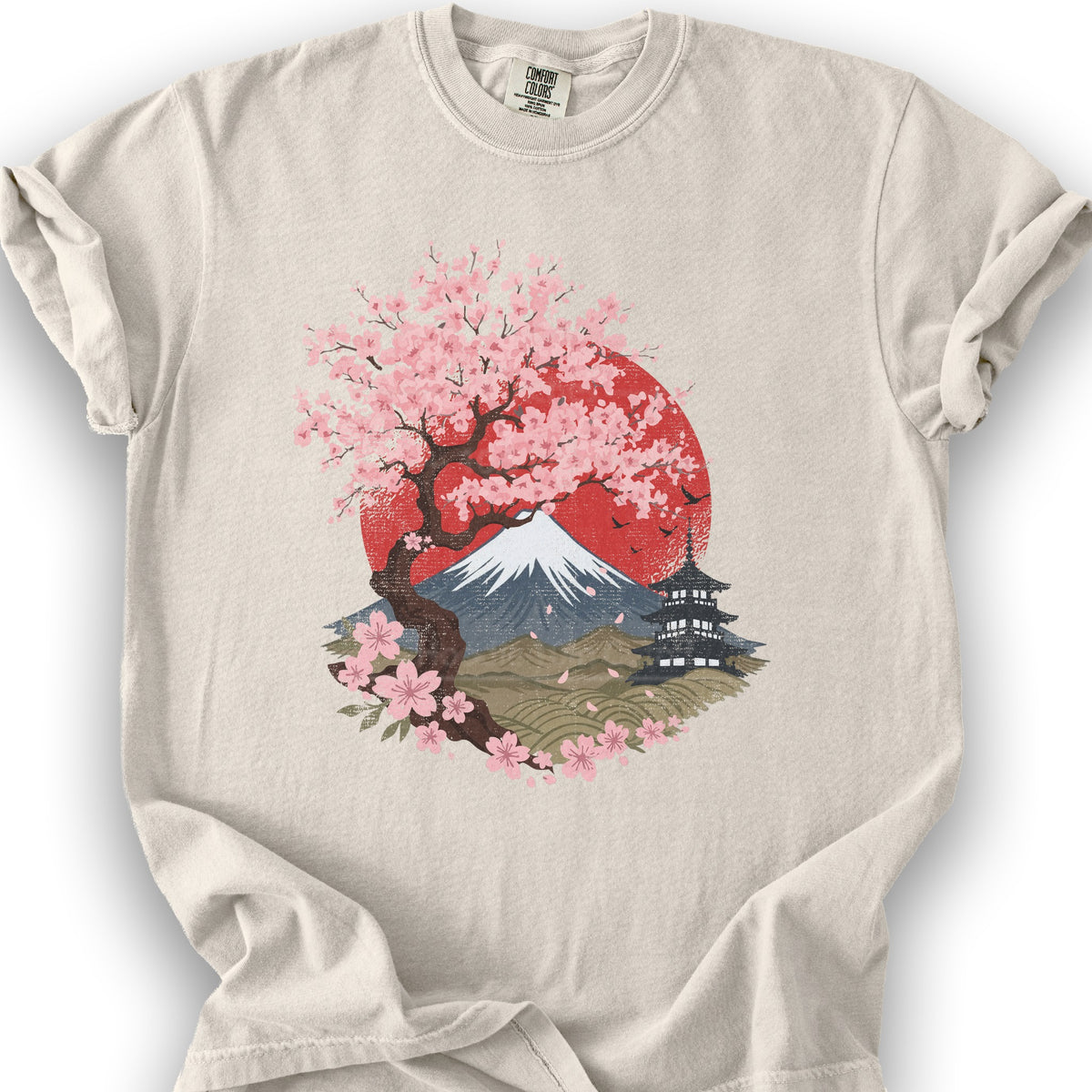 Mount Fuji Cherry Blossoms T-Shirt - Ivory