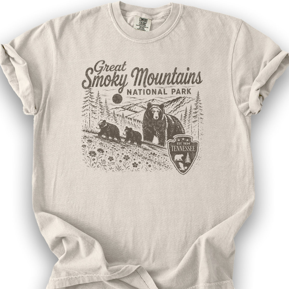 Smoky Mountains Vintage Sketch T-Shirt - Ivory