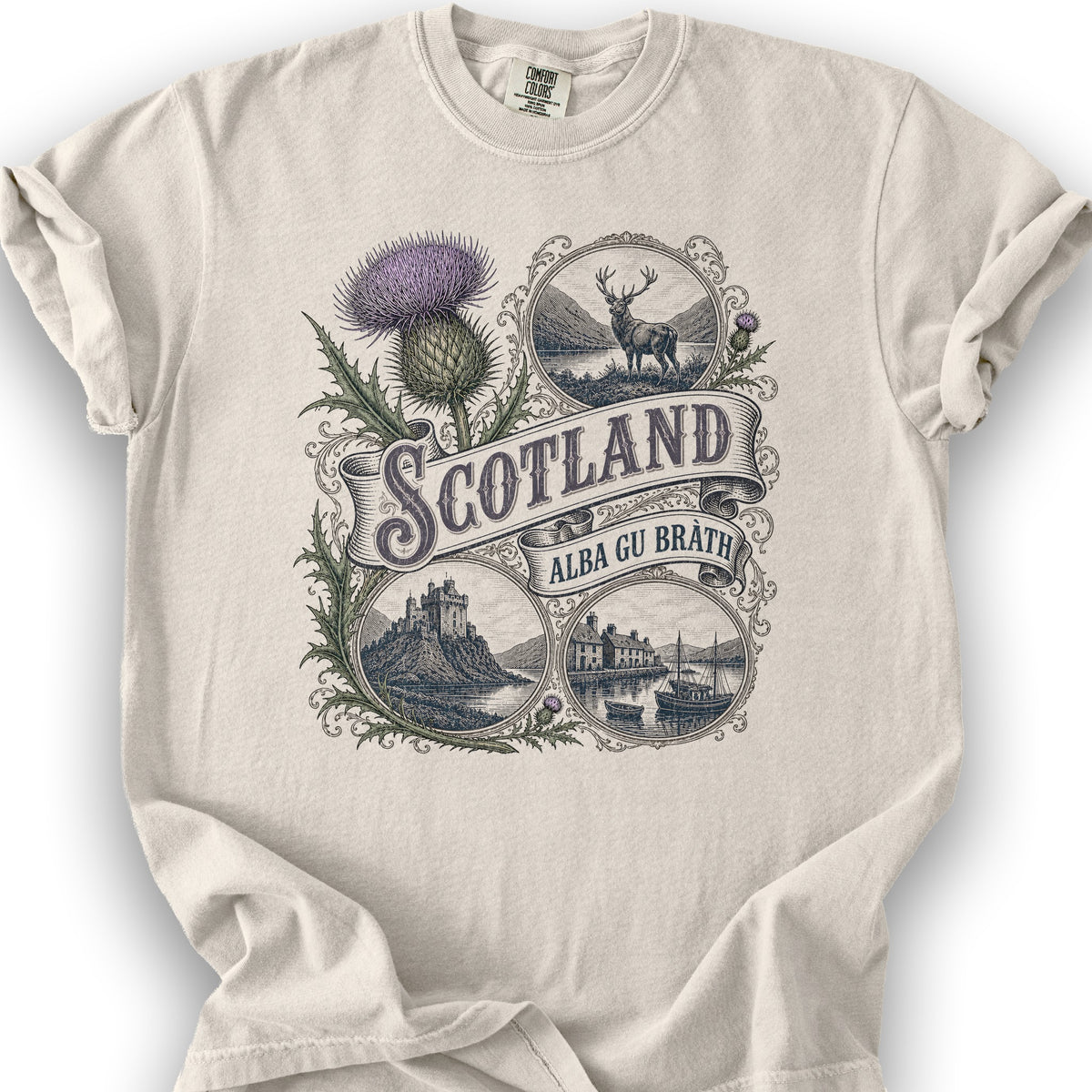 Scotland Vignettes T-Shirt - Ivory