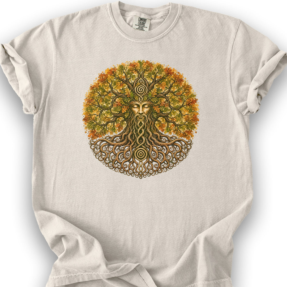 Green Man Autumn Bloom T-Shirt - Ivory