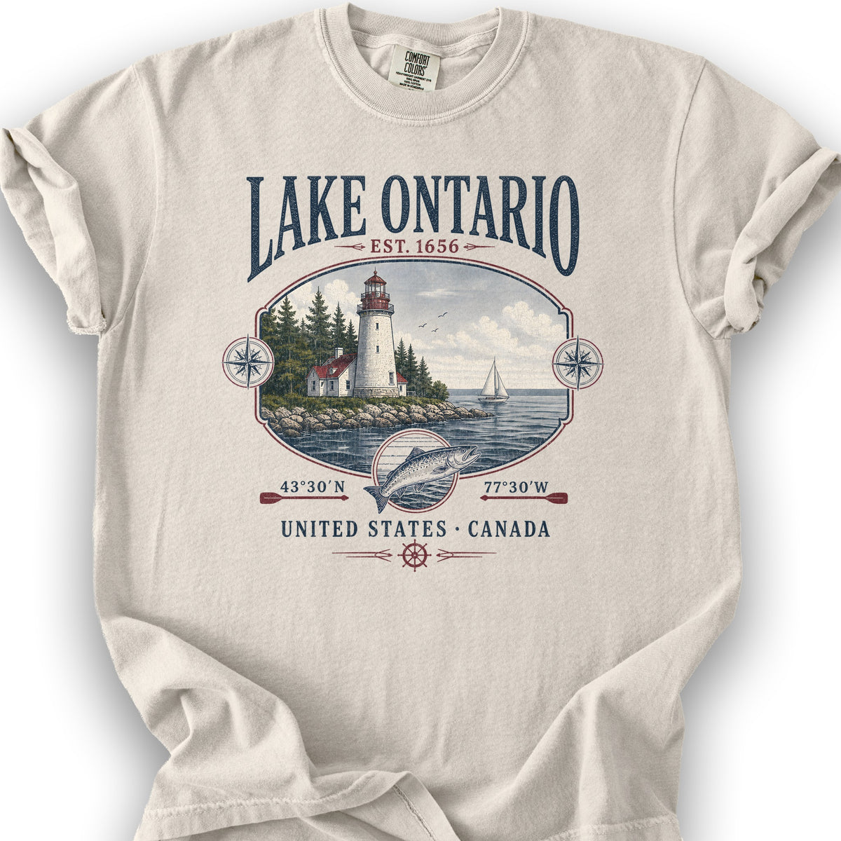 Lake Ontario Retro 90's T-Shirt - Ivory
