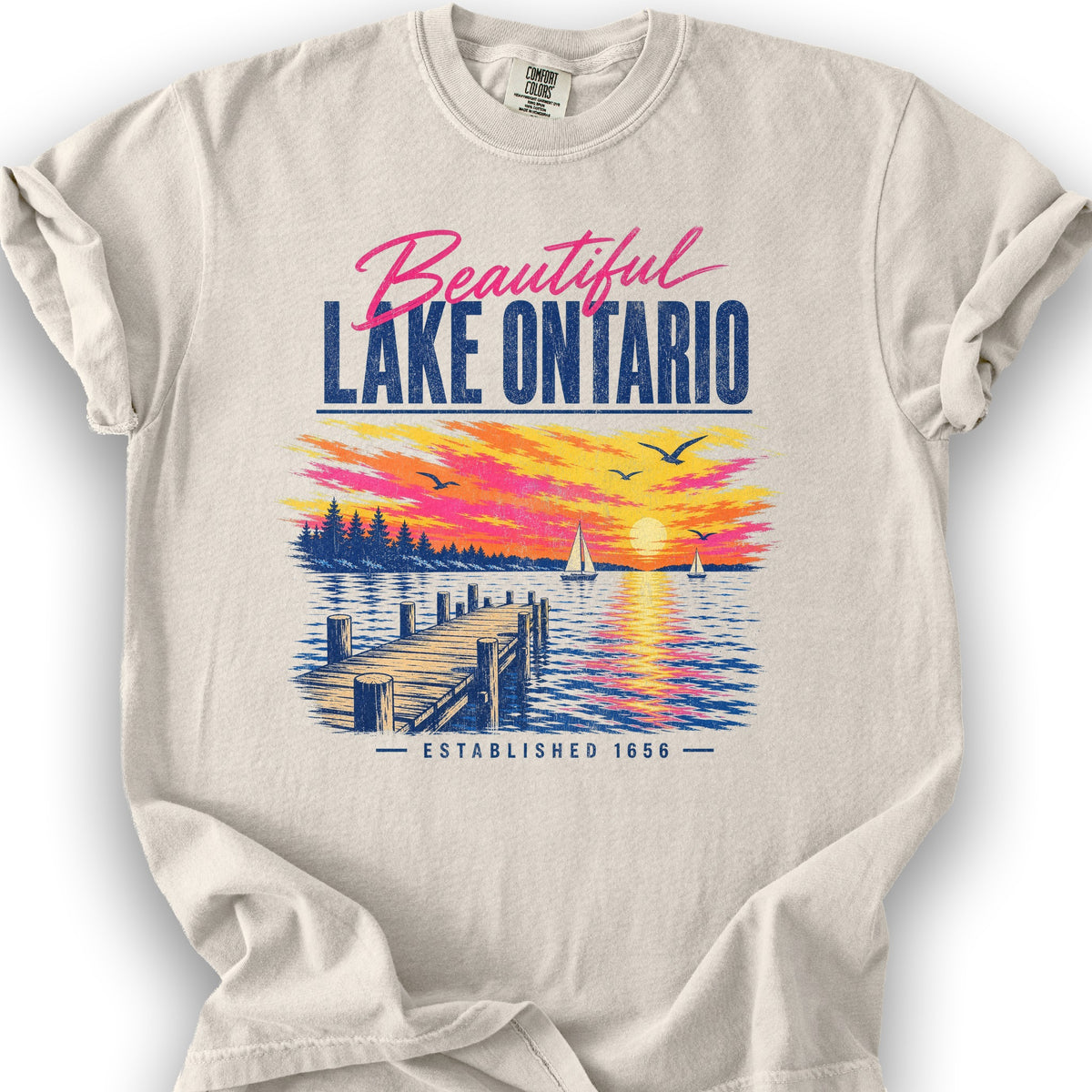 Lake Ontario Color Burst T-Shirt - Ivory