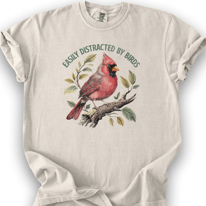 Easily Distracted By Birds Cardinal T-Shirt - Ivory