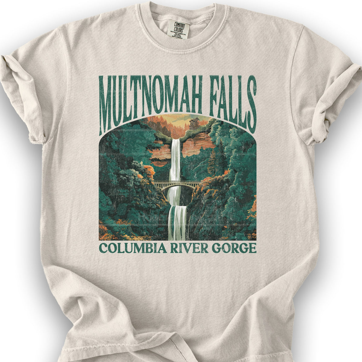 Multnomah Falls Oregon "Big and Bold" T-Shirt - Ivory