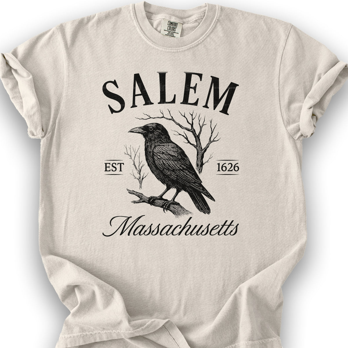 Salem Massachusetts Raven T-Shirt - Ivory