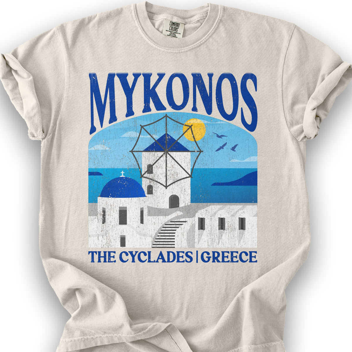 Mykonos Greece "Big and Bold" T-Shirt - Ivory