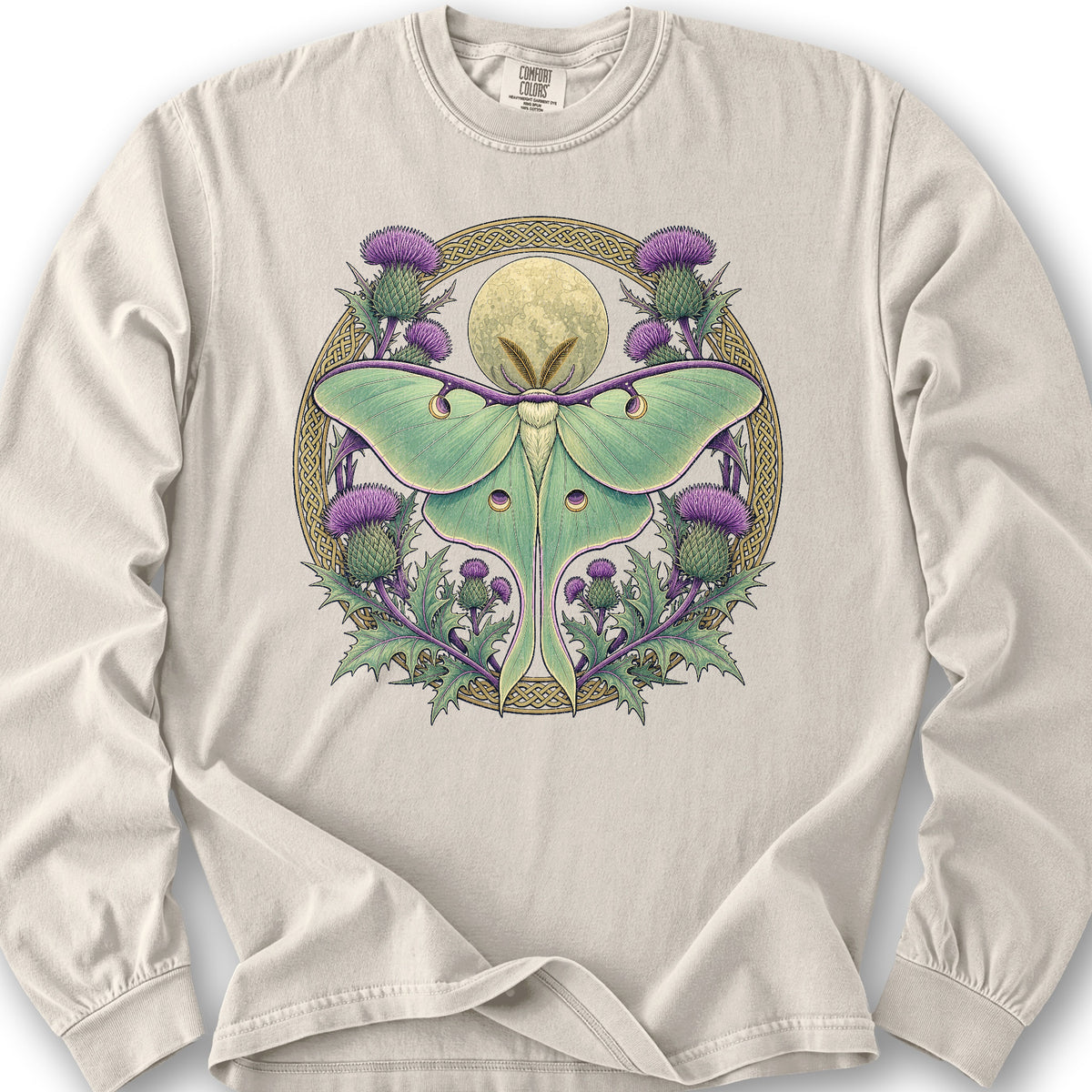 Thistle Luna Moth Long Sleeve Shirt - Ivory