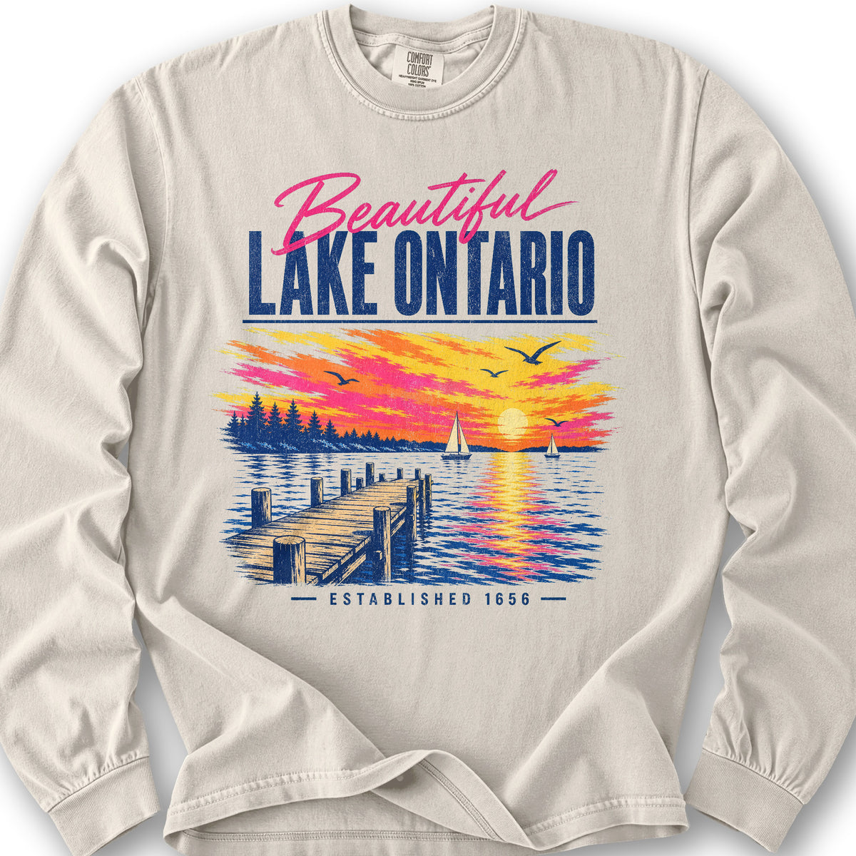 Lake Ontario Color Burst Long Sleeve Shirt - Ivory