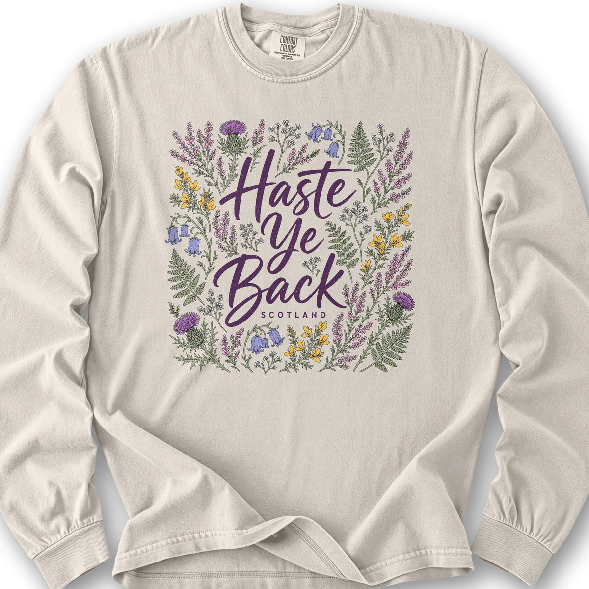 Haste Ye Back Scotland Long Sleeve Shirt - Ivory