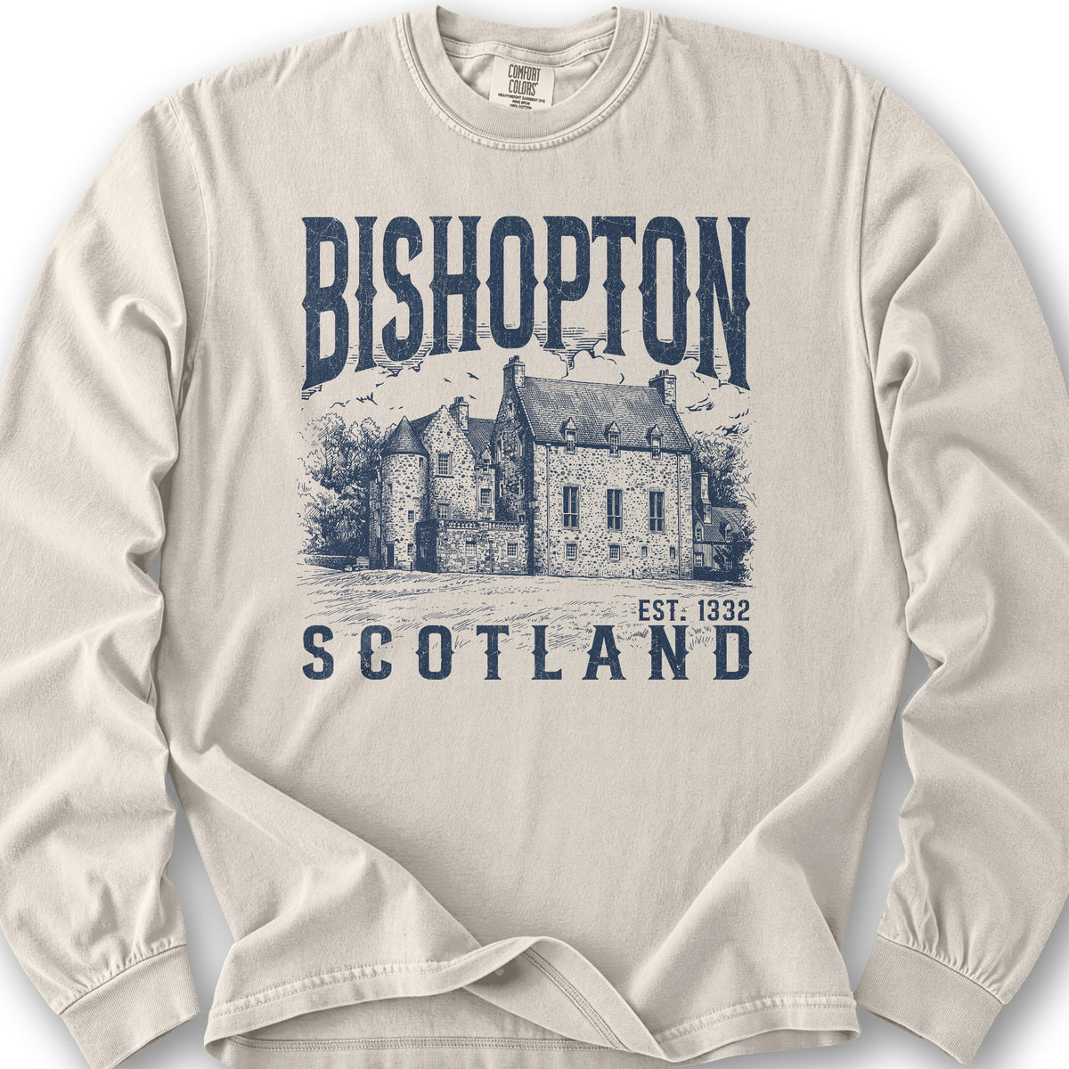 Bishopton Scotland Sketch Long Sleeve Shirt - Ivory