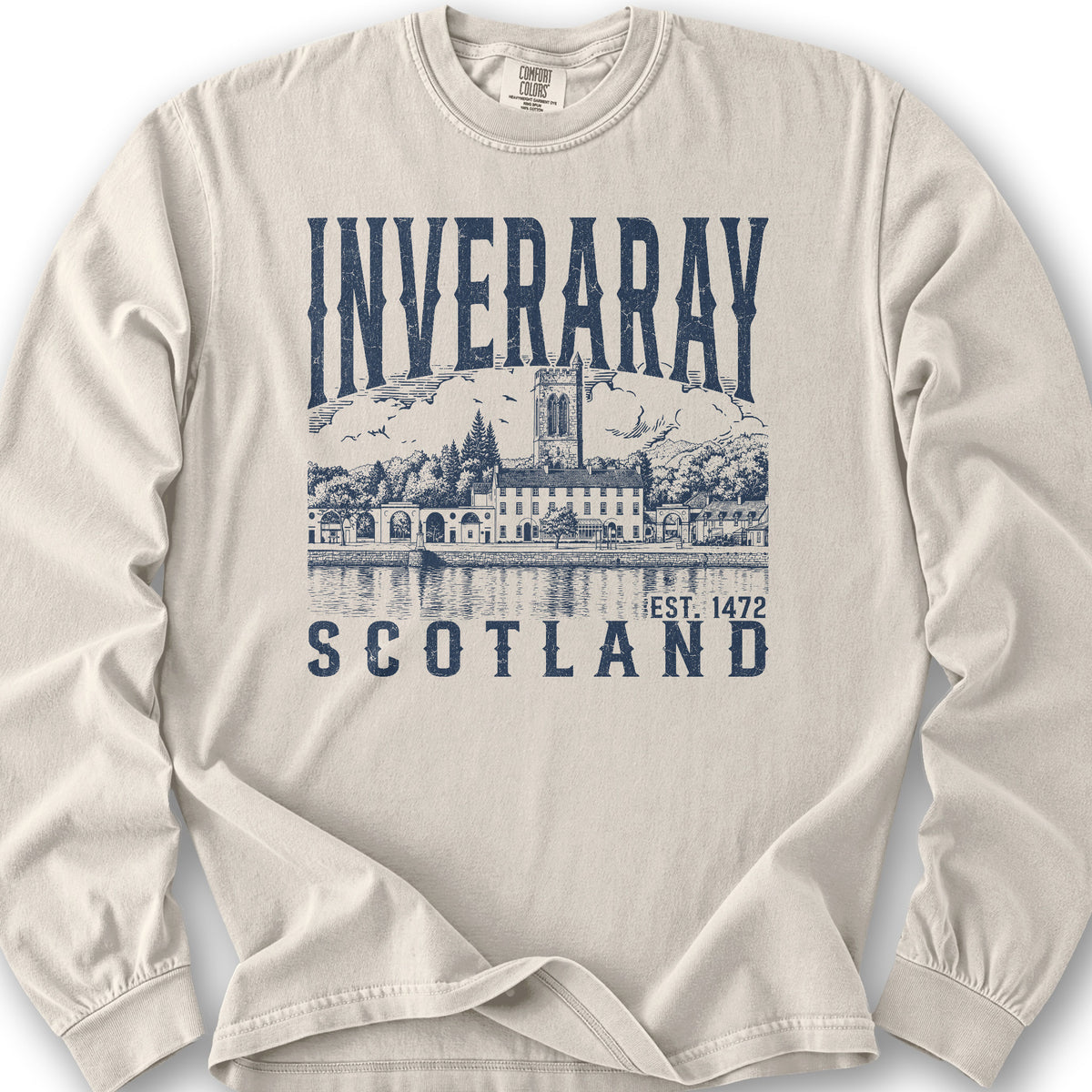 Inveraray Scotland Sketch Long Sleeve Shirt - Ivory