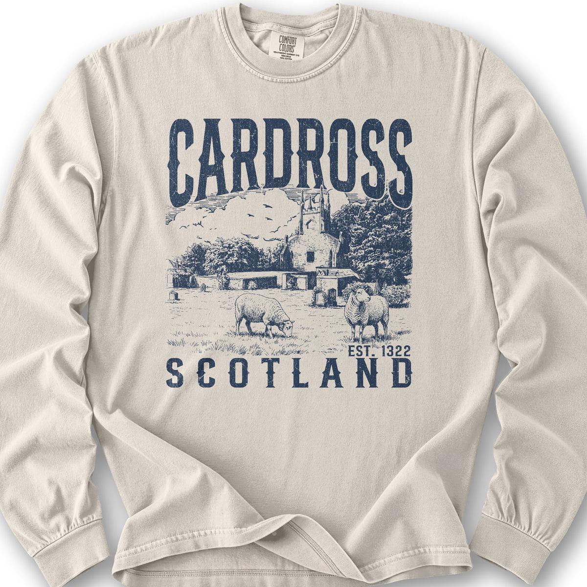 Cardross Scotland Sketch Long Sleeve Shirt - Ivory