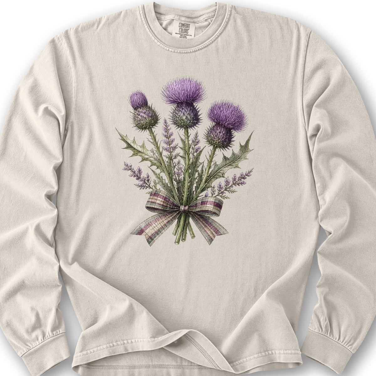 Thistle Bouquet Ribbon Long Sleeve Shirt - Ivory