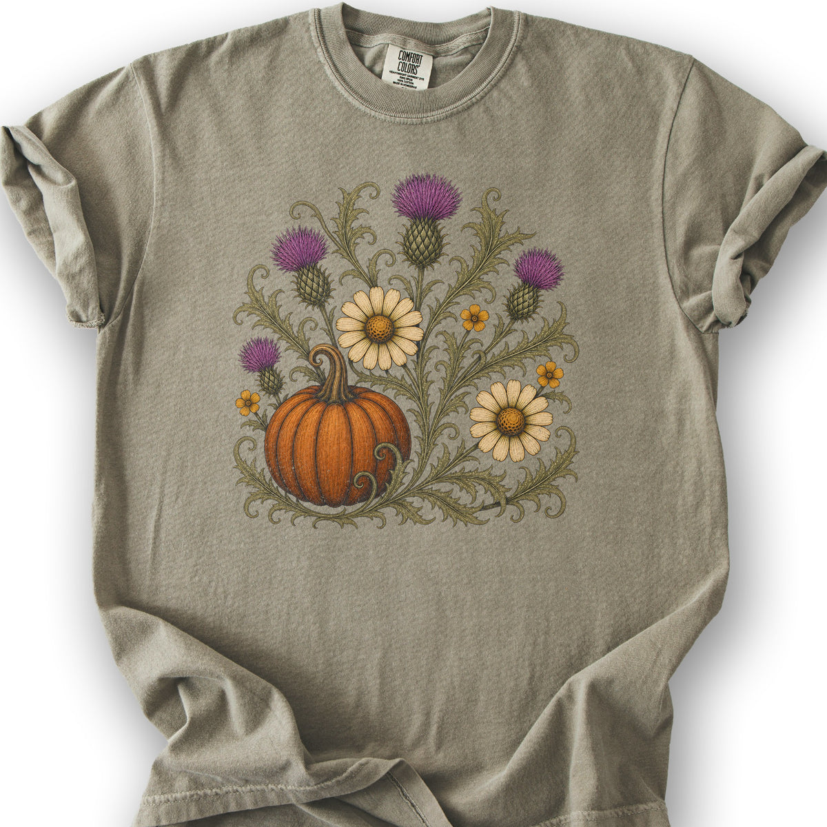 Pumpkin Thistles T-Shirt - Khaki