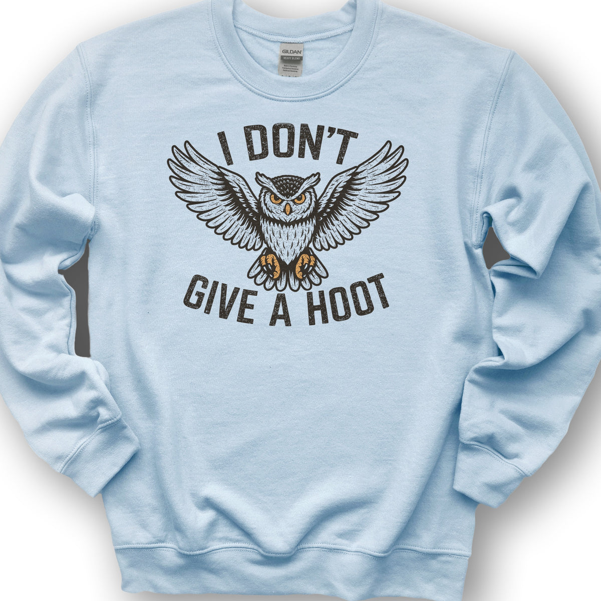 I Don't Give a Hoot "Vintage Owl" Sweatshirt - Light Blue
