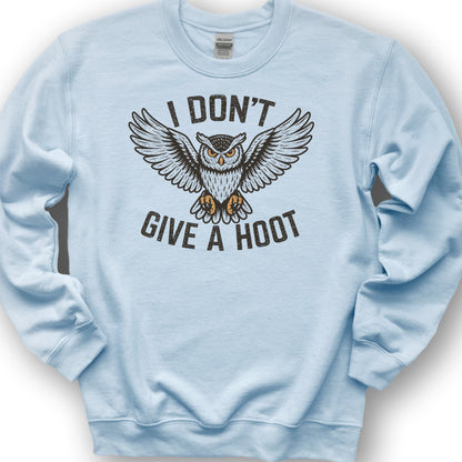 I Don't Give a Hoot "Vintage Owl" Sweatshirt - Light Blue