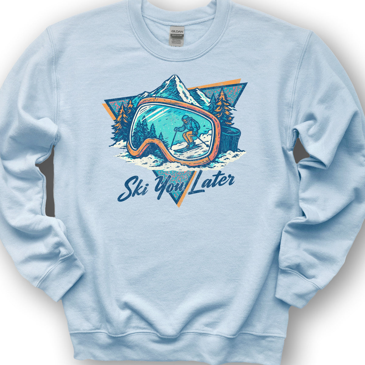 Ski You Later Retro 1980's Sweatshirt - Light Blue