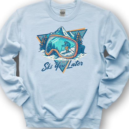 Ski You Later Retro 1980's Sweatshirt - Light Blue