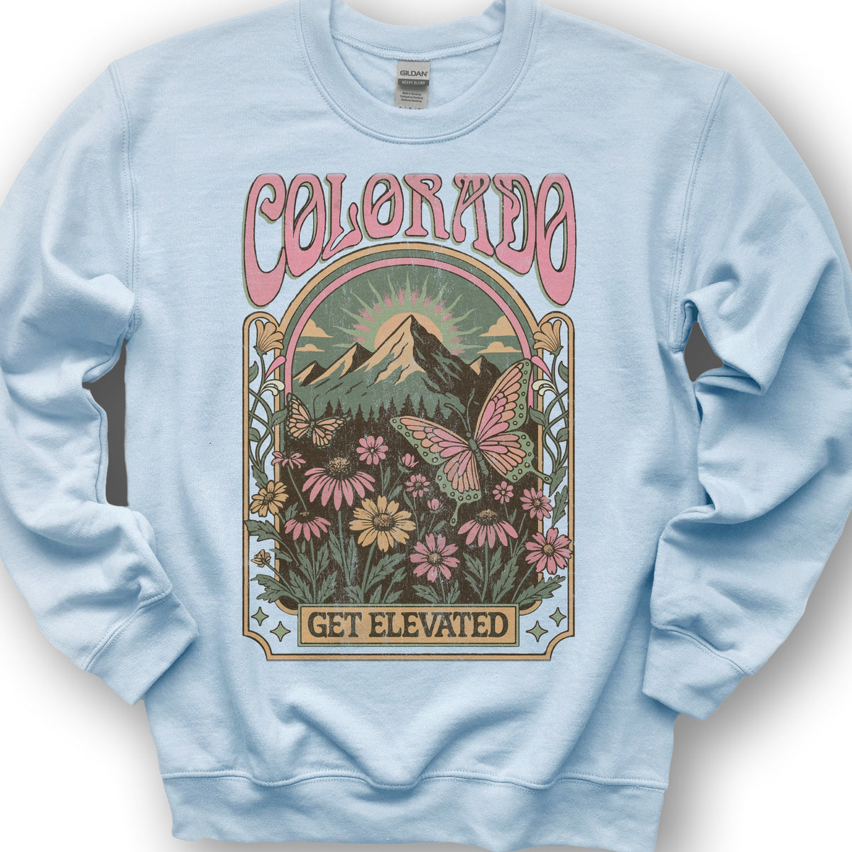 Colorado Get Elevated Butterfly Sweatshirt - Light Blue