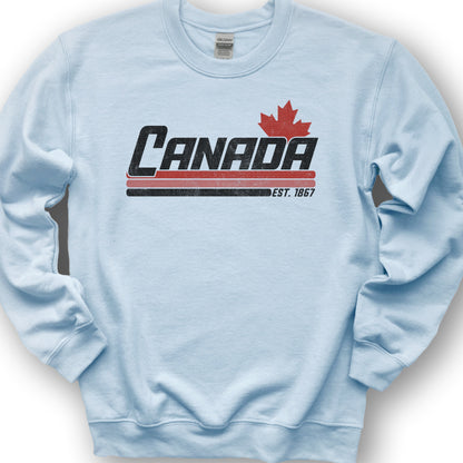 Canada Retro Stripe Sweatshirt - Light Blue