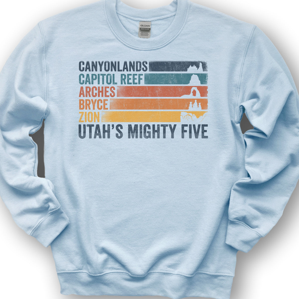 Utah's Mighty Five Stripes Sweatshirt - Light Blue