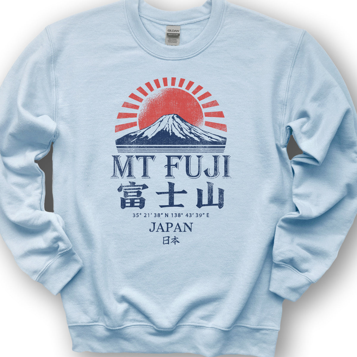 Mount Fuji Rising Sun Sweatshirt - Light Blue