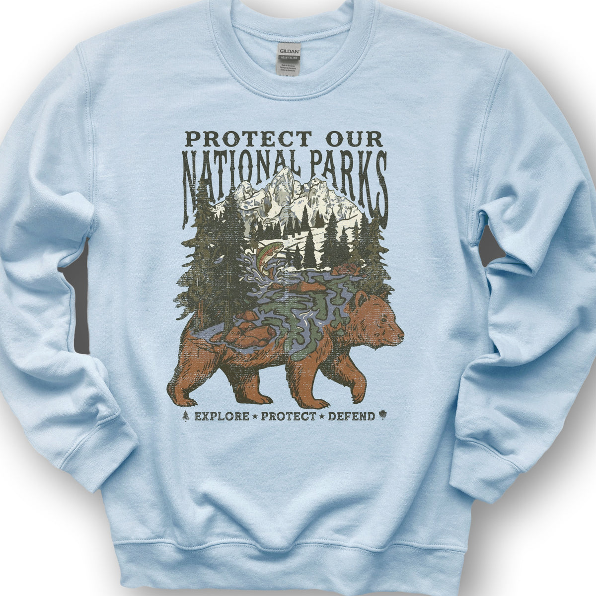 Protect Our Parks Bear Sweatshirt - Light Blue