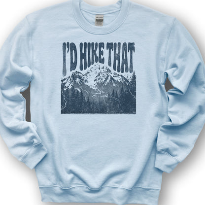 I'd Hike That Retro Sweatshirt - Light Blue