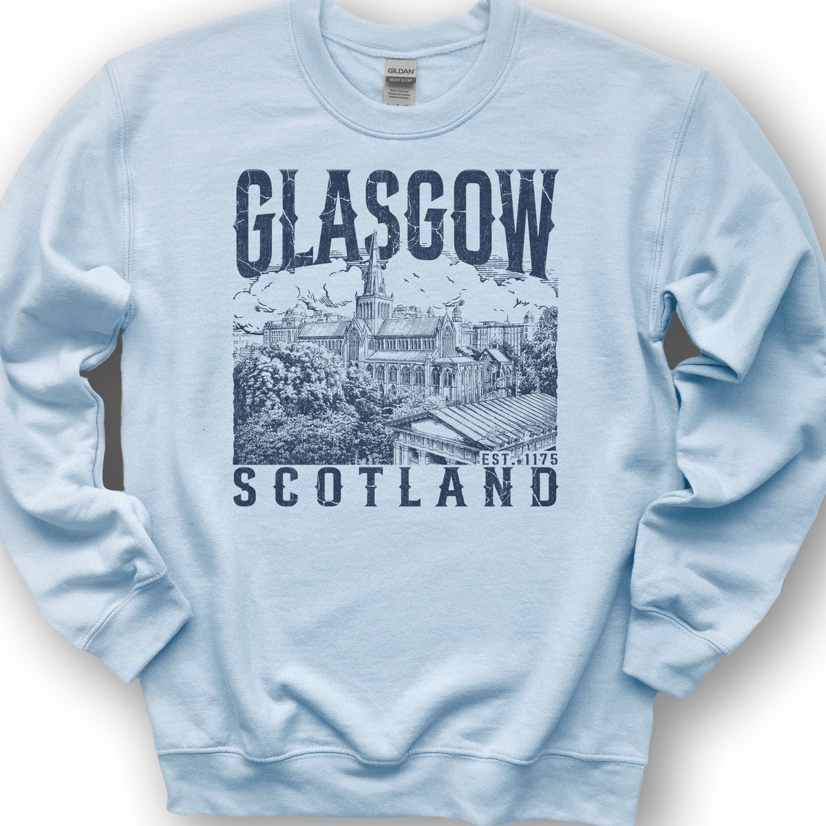 Glasgow Scotland Sketch Sweatshirt - Light Blue