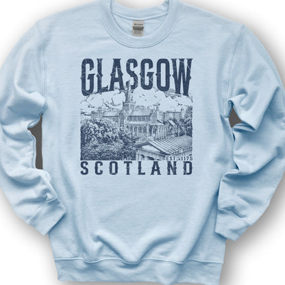 Glasgow Scotland Sketch Sweatshirt - Light Blue