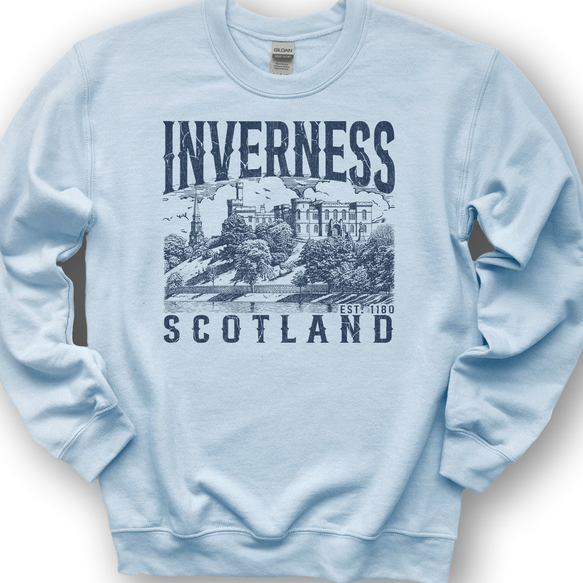 Inverness Scotland Sketch Sweatshirt - Light Blue