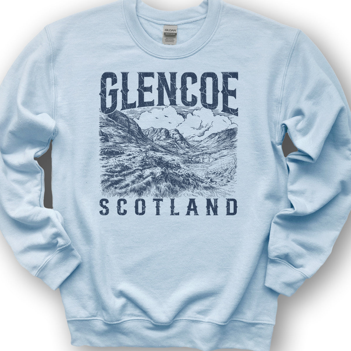 Glencoe Scotland Sketch Sweatshirt - Light Blue