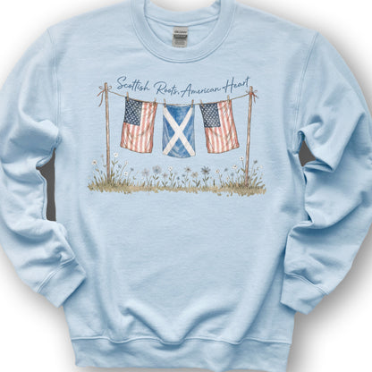 Scottish Roots American Heart Sweatshirt - Light Blue