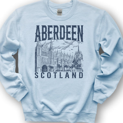 Aberdeen Scotland Sketch Sweatshirt - Light Blue