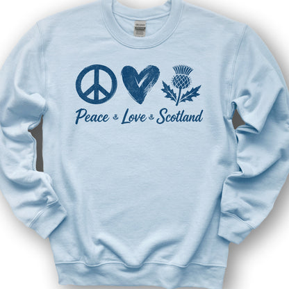 Peace Love Scotland Sweatshirt - Light Blue