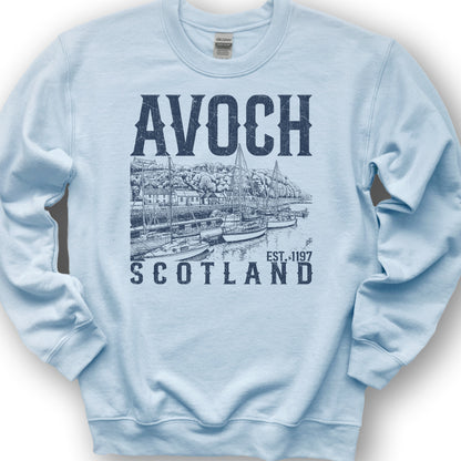 Avoch Scotland Sketch Sweatshirt - Light Blue