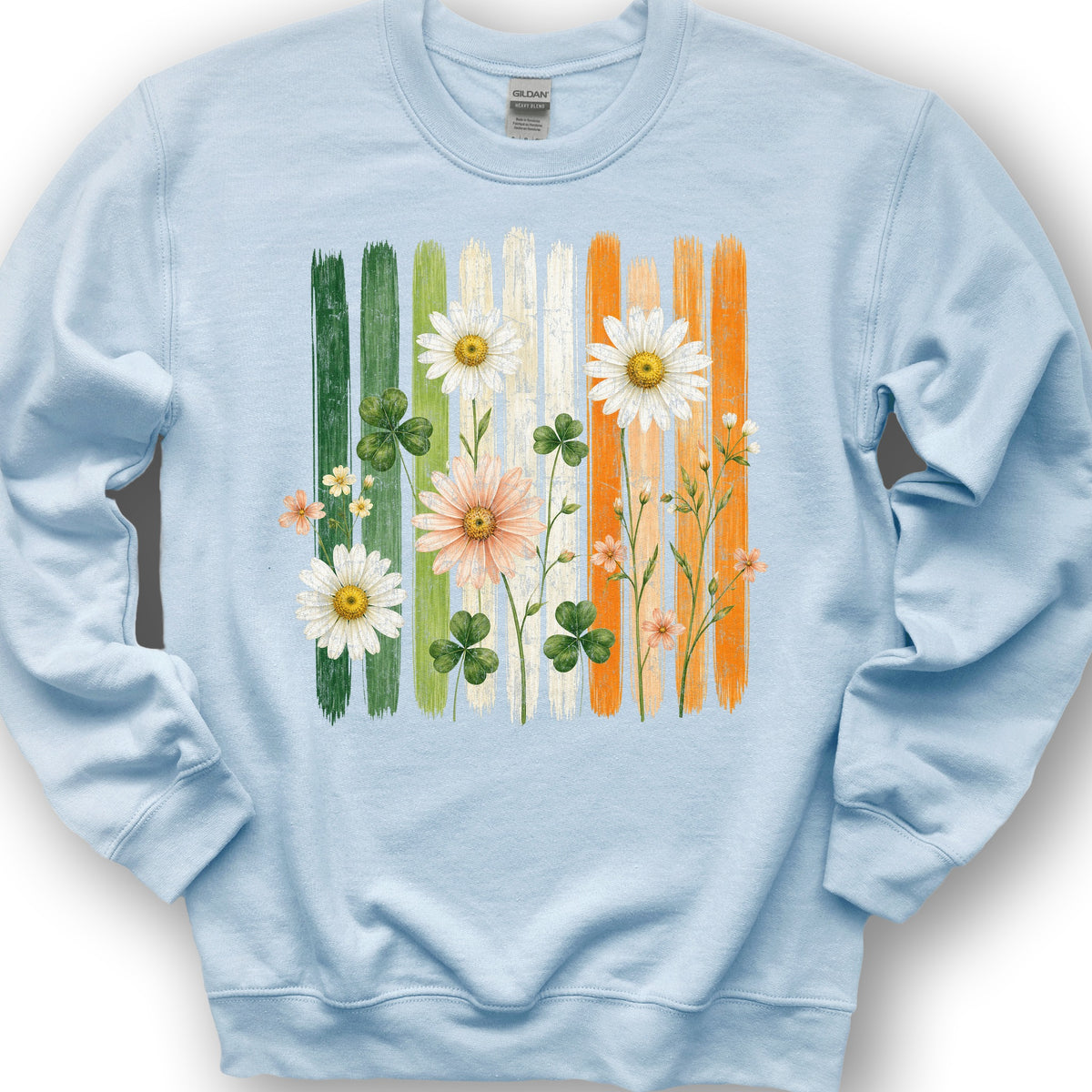 Irish Flower Stripes Sweatshirt - Light Blue